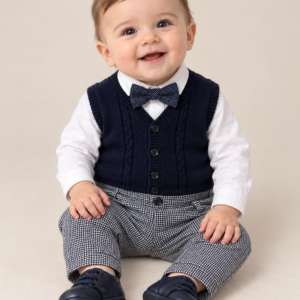 Completo Con Gilet Blu e Pantalone Pied de Poule iDO p/e 2026_
