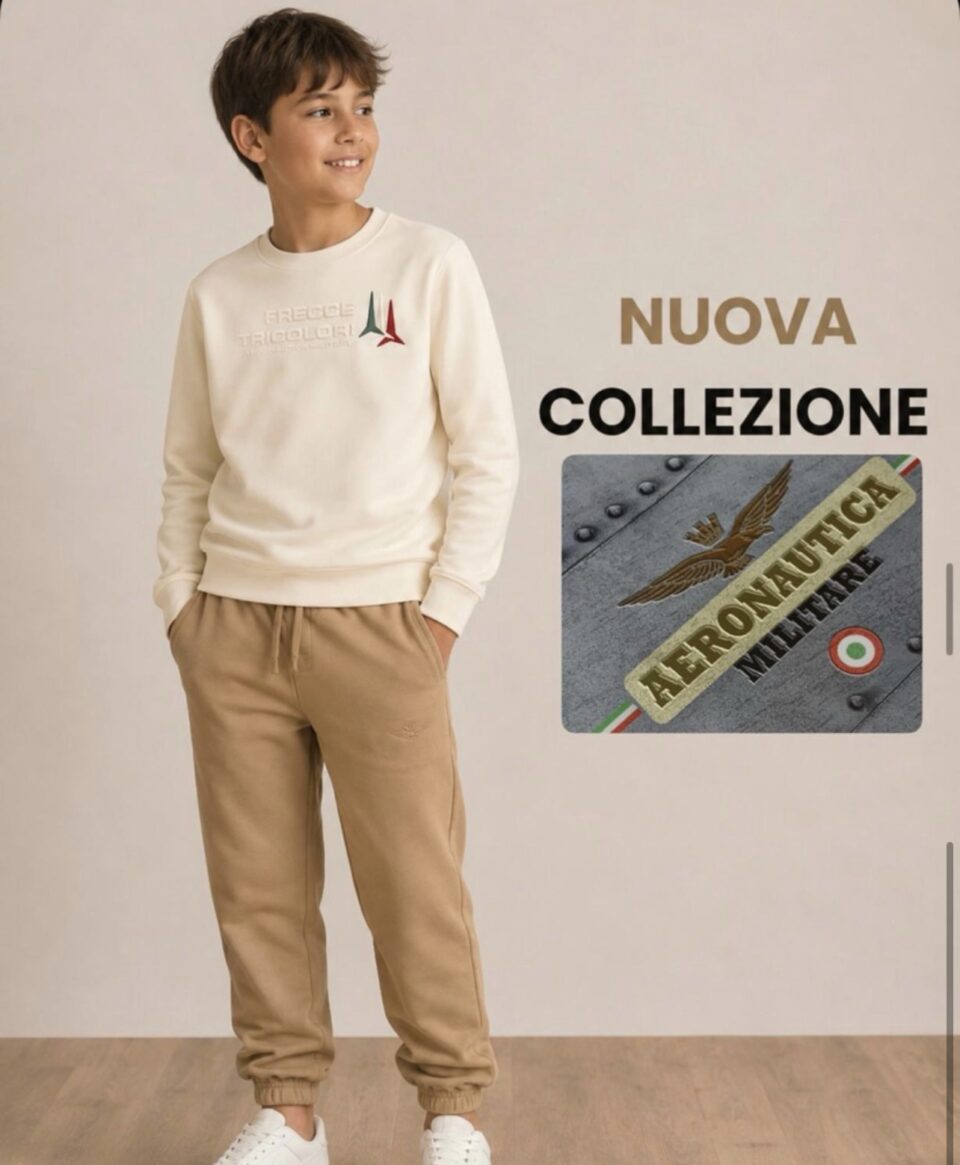 Felpa Bianca Girocollo Chiusa In  Caldo Cotone Aeronautica Militare a/i 2026.