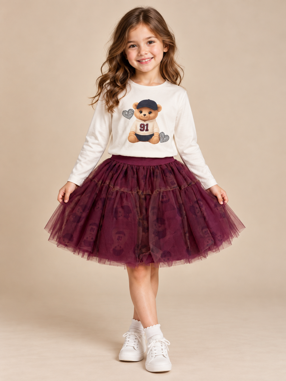 Completo College Con T-Shirt In Caldo Cotone e Gonnellina In Tulle Sarabanda a/i 2026