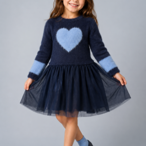 Vestitino Blu Con Cuore Azzurro e Gonnellina In Tulle Sarabanda a/i 2026.